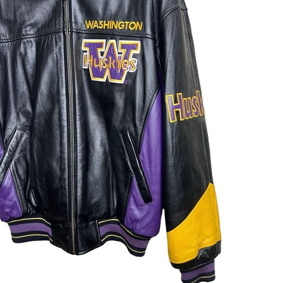 Vintage 90s UW Huskies Leather Jacket Medium - Picture 5 of 9